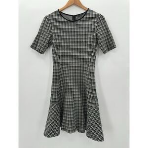 Theory 'Nikay' Houndstooth Woven A-Line Dress Black White Size 4‎